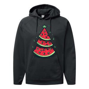 Christmas In July Watermelon Christmas Tree Performance Fleece Hoodie