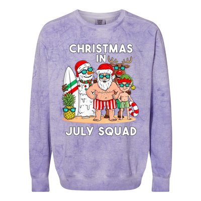 Christmas In July Squad Santa And Friends Xmas Boy Kids Colorblast Crewneck Sweatshirt