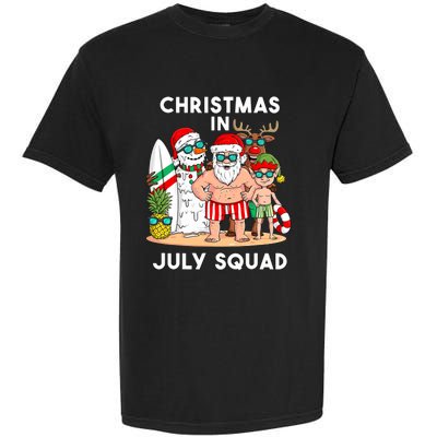 Christmas In July Squad Santa And Friends Xmas Boy Kids Garment-Dyed Heavyweight T-Shirt