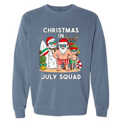 Christmas In July Squad Santa And Friends Xmas Boy Kids Garment-Dyed Sweatshirt