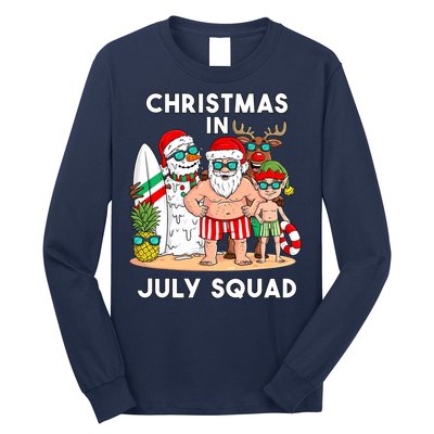 Christmas In July Squad Santa And Friends Xmas Boy Kids Long Sleeve Shirt