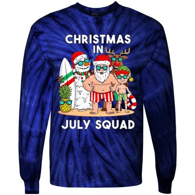 Christmas In July Squad Santa And Friends Xmas Boy Kids Tie-Dye Long Sleeve Shirt