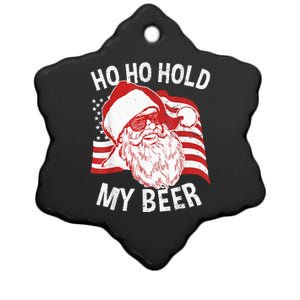 Christmas In July Santa Ho Ho Hold My Beer Drink Lover Ceramic Star Ornament