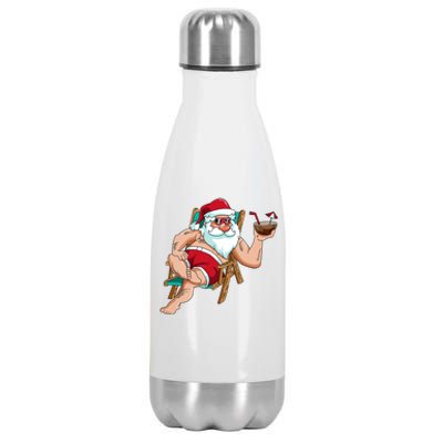 Christmas In July Santa On Beach Independence Day Summer Stainless Steel Insulated Water Bottle