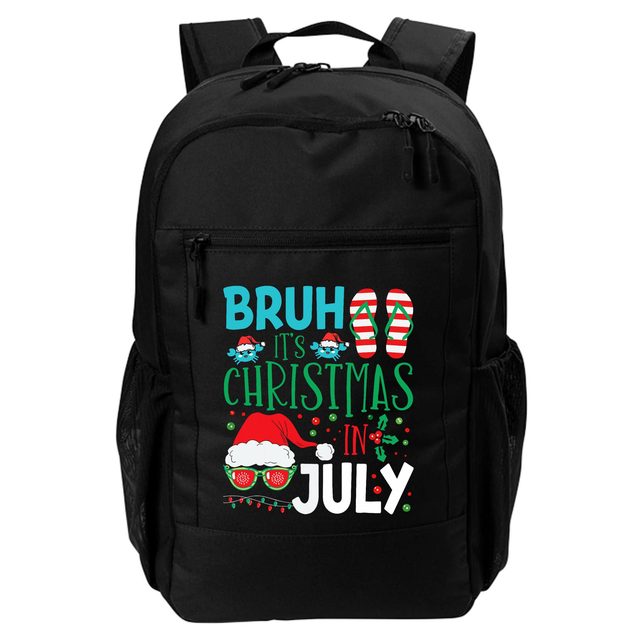 Christmas In July Bruh Summer Santa Backpack