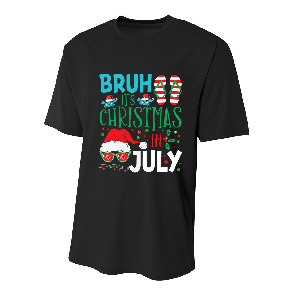 Christmas In July Bruh Summer Santa Youth Performance Sprint T-Shirt