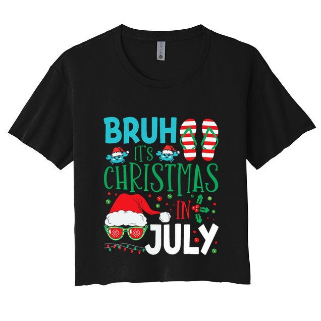 Christmas In July Bruh Summer Santa Crop Top