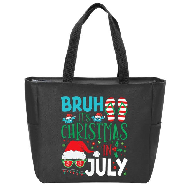 Christmas In July Bruh Summer Santa Zip Tote Bag