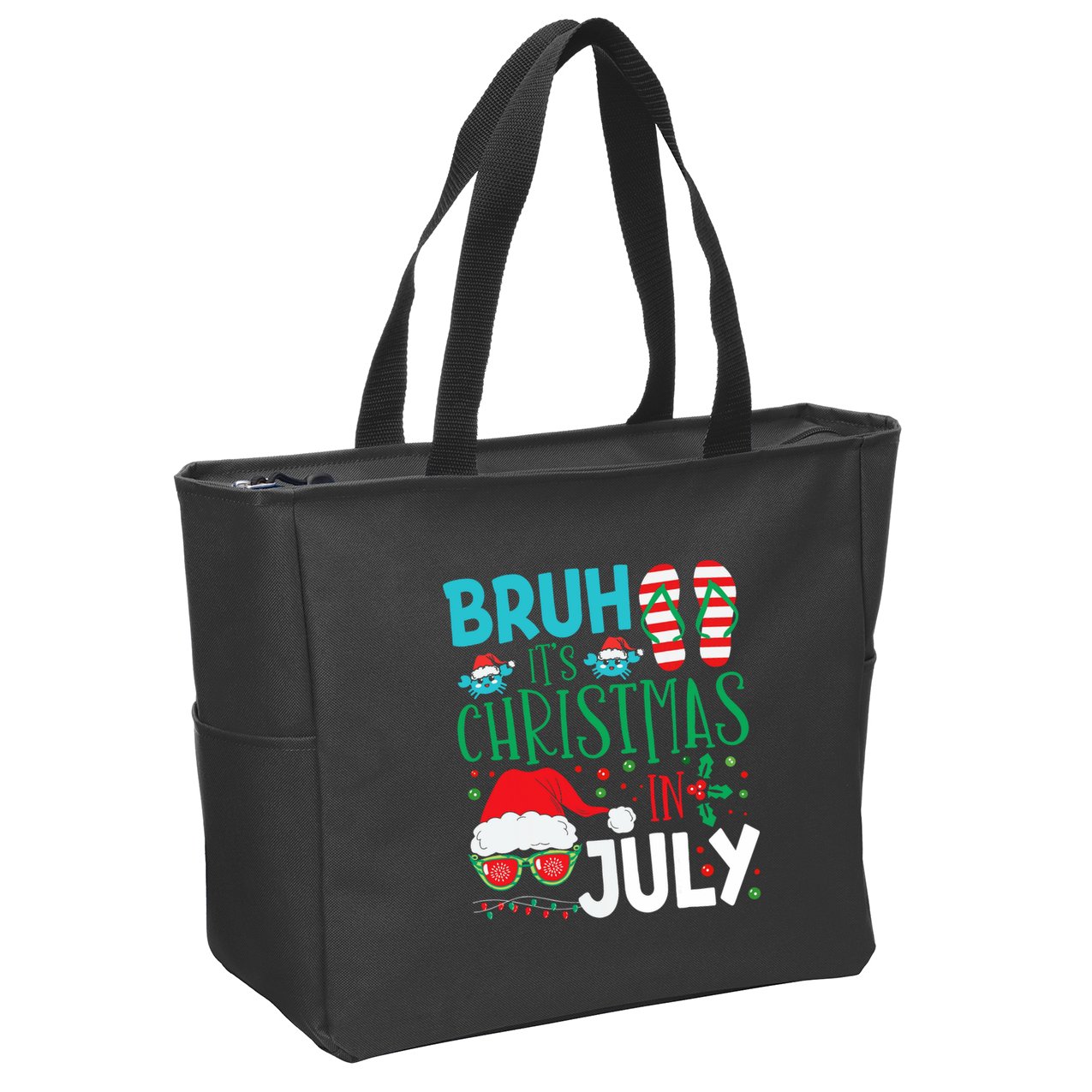 Christmas In July Bruh Summer Santa Zip Tote Bag