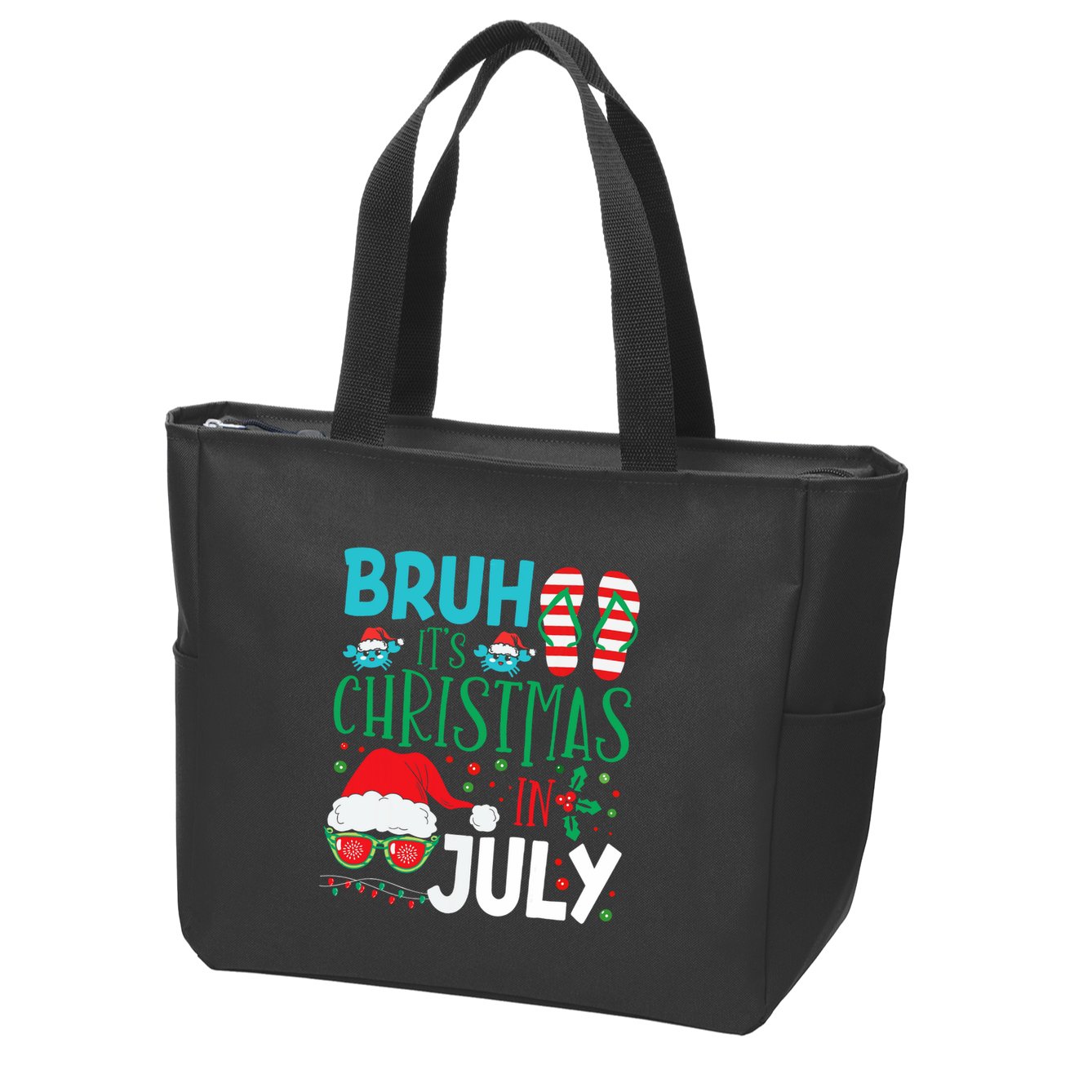 Christmas In July Bruh Summer Santa Zip Tote Bag