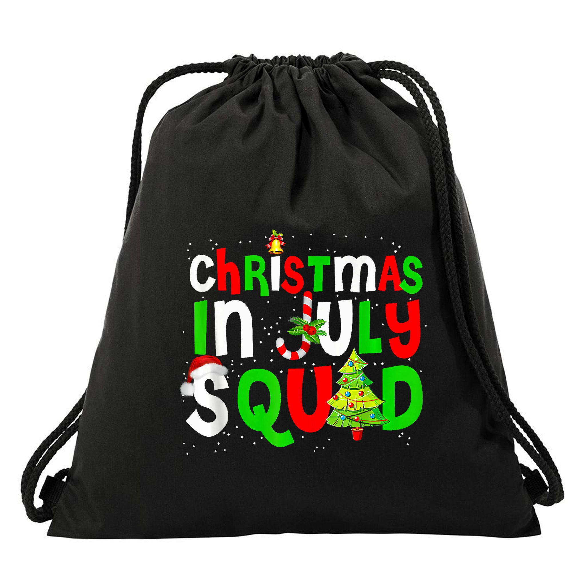Christmas In July Squad Summer Xmas Drawstring Bag