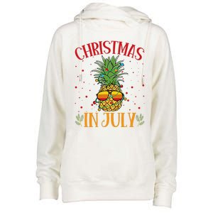 Christmas In July Pineapple Summer Holiday Womens Funnel Neck Pullover Hood