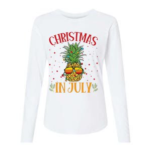 Christmas In July Pineapple Summer Holiday Womens Cotton Relaxed Long Sleeve T-Shirt