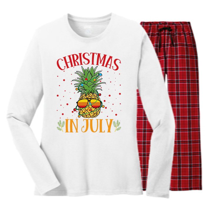 Christmas In July Pineapple Summer Holiday Women's Long Sleeve Flannel Pajama Set 