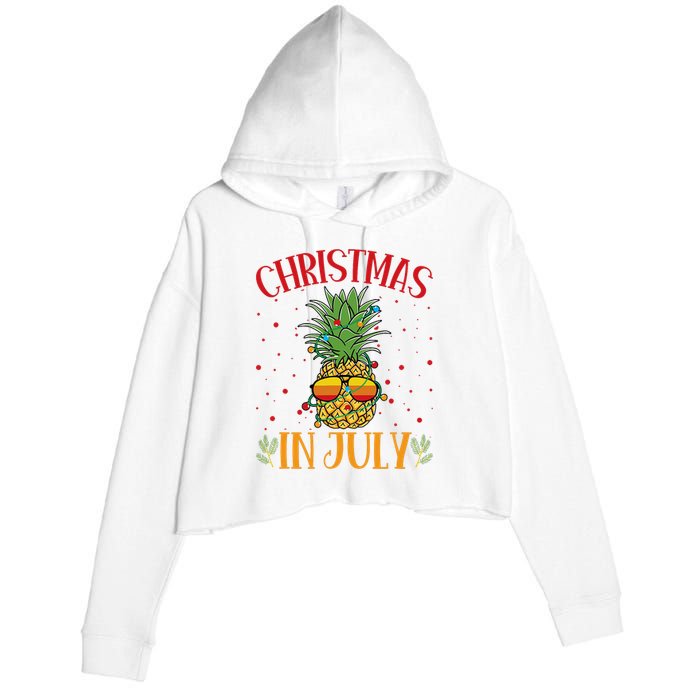 Christmas In July Pineapple Summer Holiday Crop Fleece Hoodie