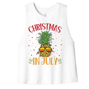 Christmas In July Pineapple Summer Holiday Women's Racerback Cropped Tank