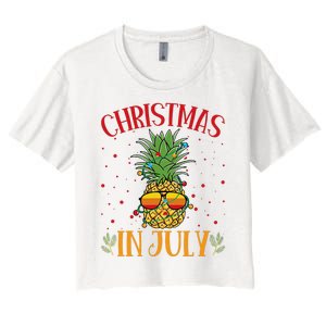 Christmas In July Pineapple Summer Holiday Women's Crop Top Tee