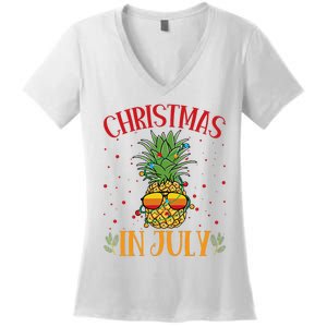 Christmas In July Pineapple Summer Holiday Women's V-Neck T-Shirt