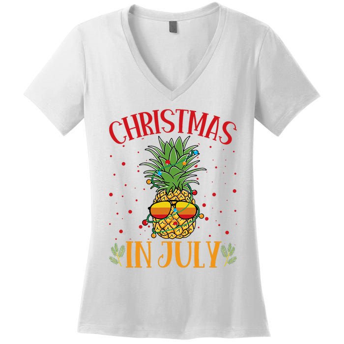 Christmas In July Pineapple Summer Holiday Women's V-Neck T-Shirt