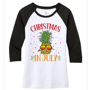 Christmas In July Pineapple Summer Holiday Women's Tri-Blend 3/4-Sleeve Raglan Shirt