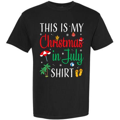 Christmas In July Santa Hat Summer Beach Vacation Xmas Garment-Dyed Heavyweight T-Shirt