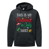 Christmas In July Santa Hat Summer Beach Vacation Xmas Performance Fleece Hoodie