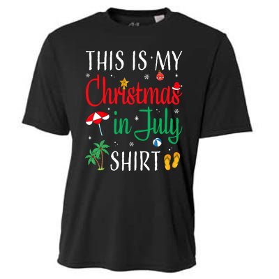 Christmas In July Santa Hat Summer Beach Vacation Xmas Cooling Performance Crew T-Shirt