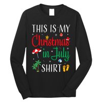 Christmas In July Santa Hat Summer Beach Vacation Xmas Long Sleeve Shirt