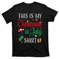 Christmas In July Santa Hat Summer Beach Vacation Xmas T-Shirt