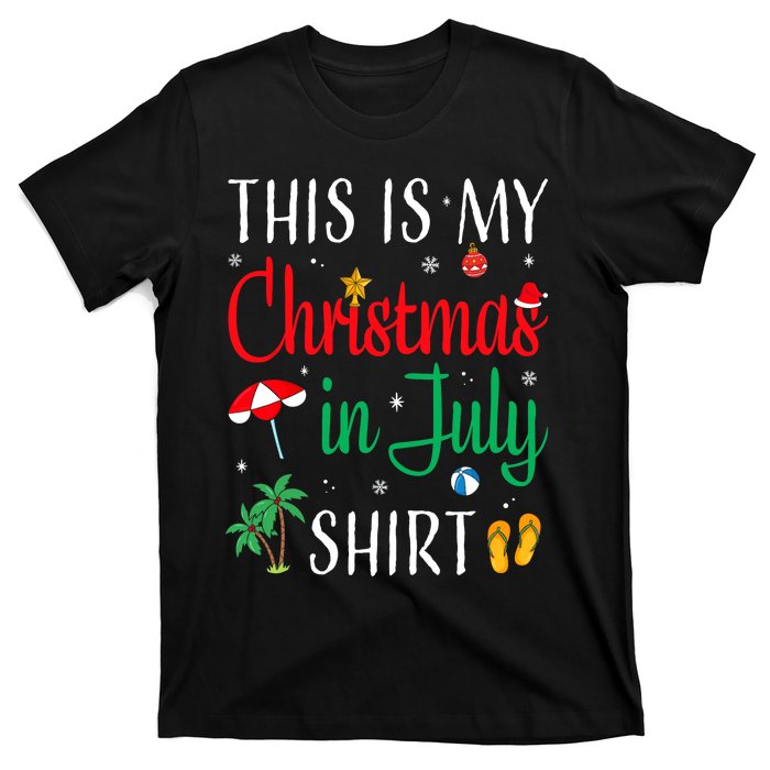 Christmas In July Santa Hat Summer Beach Vacation Xmas T-Shirt