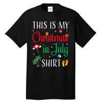 Christmas In July Santa Hat Summer Beach Vacation Xmas Tall T-Shirt