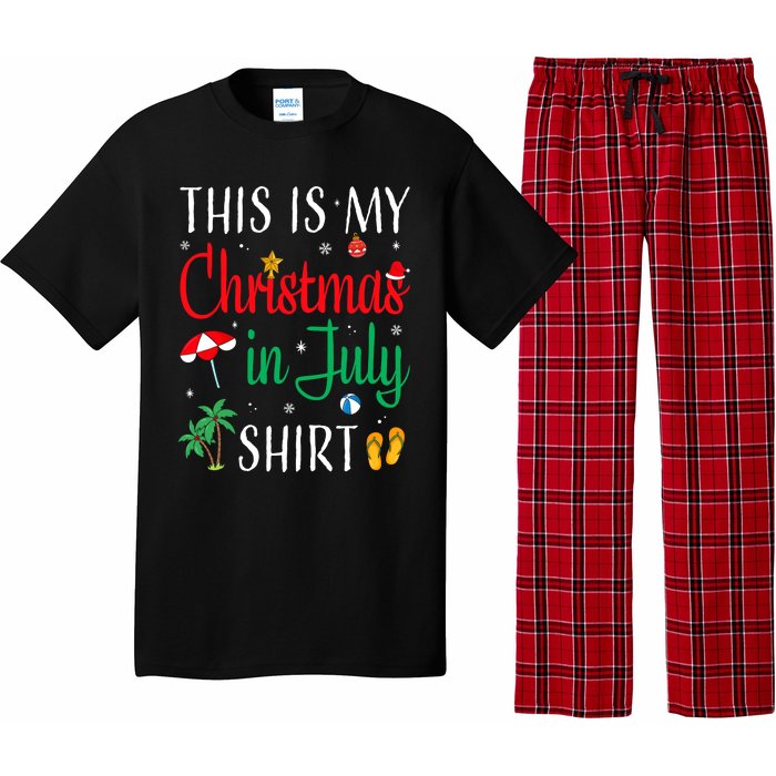 Christmas In July Santa Hat Summer Beach Vacation Xmas Pajama Set