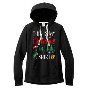 Christmas In July Santa Hat Summer Beach Vacation Xmas Women's Fleece Hoodie