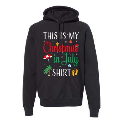 Christmas In July Santa Hat Summer Beach Vacation Xmas Premium Hoodie