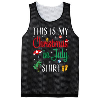 Christmas In July Santa Hat Summer Beach Vacation Xmas Mesh Reversible Basketball Jersey Tank