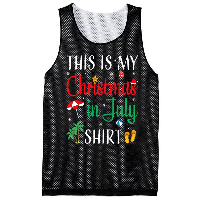 Christmas In July Santa Hat Summer Beach Vacation Xmas Mesh Reversible Basketball Jersey Tank