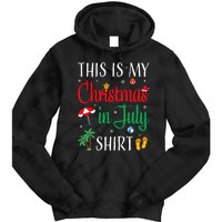 Christmas In July Santa Hat Summer Beach Vacation Xmas Tie Dye Hoodie