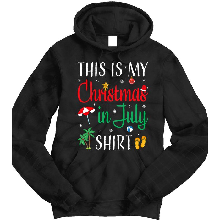 Christmas In July Santa Hat Summer Beach Vacation Xmas Tie Dye Hoodie