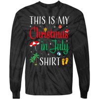 Christmas In July Santa Hat Summer Beach Vacation Xmas Tie-Dye Long Sleeve Shirt