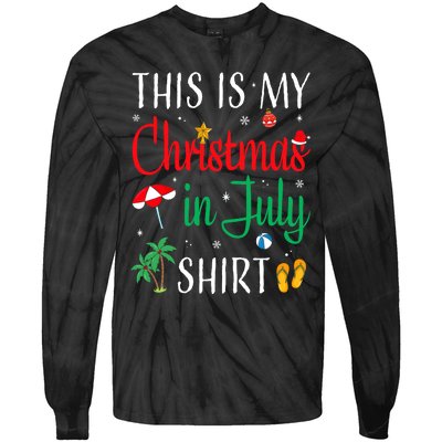 Christmas In July Santa Hat Summer Beach Vacation Xmas Tie-Dye Long Sleeve Shirt