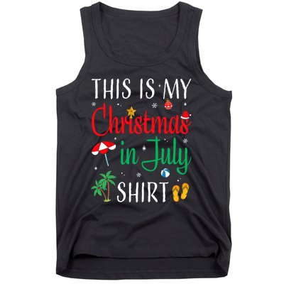 Christmas In July Santa Hat Summer Beach Vacation Xmas Tank Top