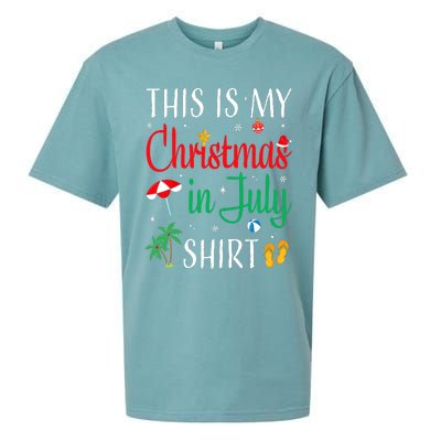 Christmas In July Santa Hat Summer Beach Vacation Xmas Sueded Cloud Jersey T-Shirt