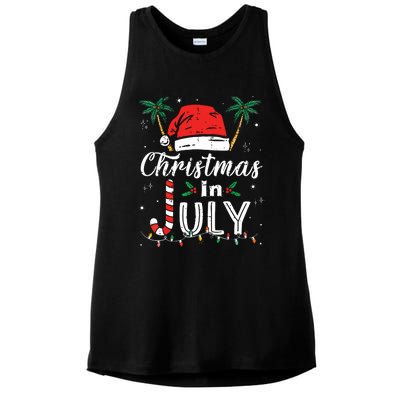 Christmas In July Santa Hat Funny Xmas Ladies PosiCharge Tri-Blend Wicking Tank