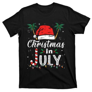 Christmas In July Santa Hat Funny Xmas T-Shirt