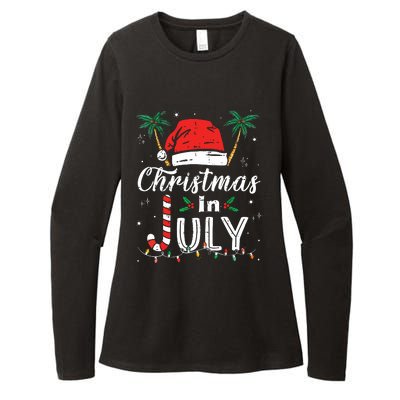 Christmas In July Santa Hat Funny Xmas Womens CVC Long Sleeve Shirt