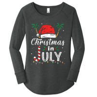 Christmas In July Santa Hat Funny Xmas Women's Perfect Tri Tunic Long Sleeve Shirt