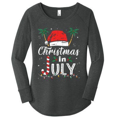 Christmas In July Santa Hat Funny Xmas Women's Perfect Tri Tunic Long Sleeve Shirt