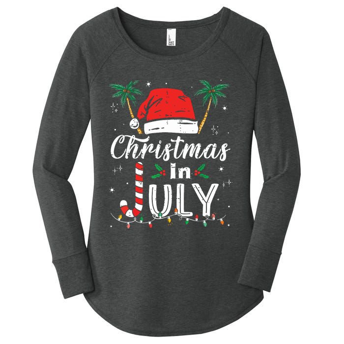 Christmas In July Santa Hat Funny Xmas Women's Perfect Tri Tunic Long Sleeve Shirt