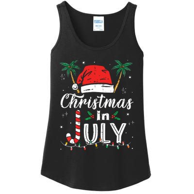 Christmas In July Santa Hat Funny Xmas Ladies Essential Tank