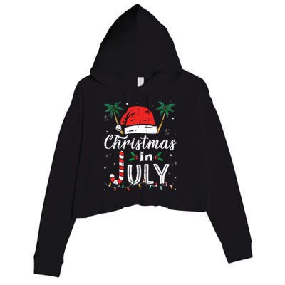 Christmas In July Santa Hat Funny Xmas Crop Fleece Hoodie